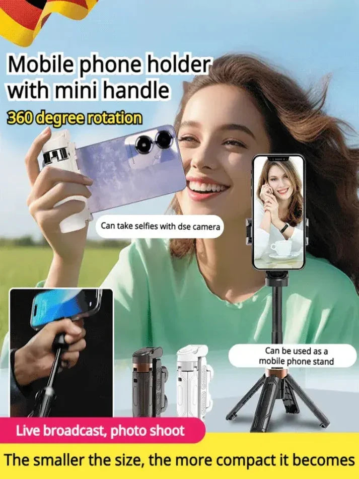 Mini Selfie Stick Foldable 3 in 1 Extendable Grip Phone Shooting Tripod Stand with BT Remote Control