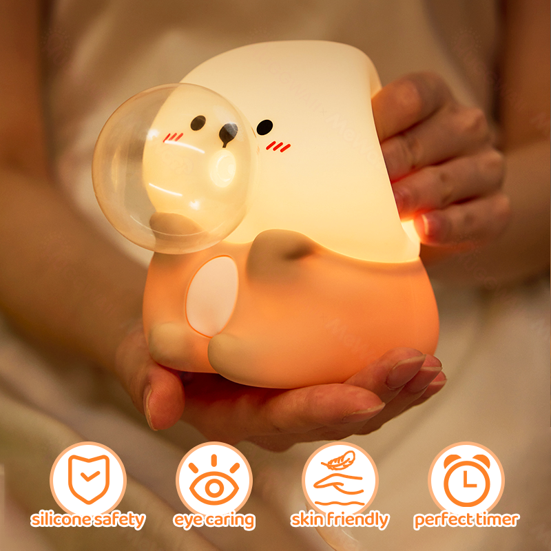 Maetiva® Otter Bubble Blowing Baby Squishy Silicone Night Light Soft Glow Adorable Funny Perfect for Gift