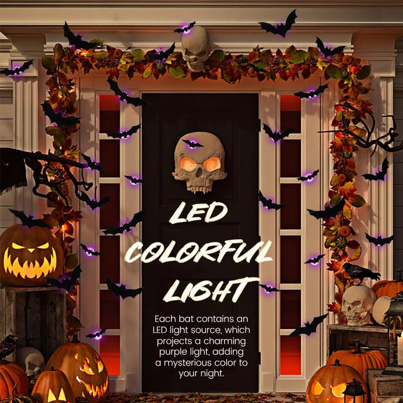 Lighted 3D Flying Bat Halloween Wall Decorations