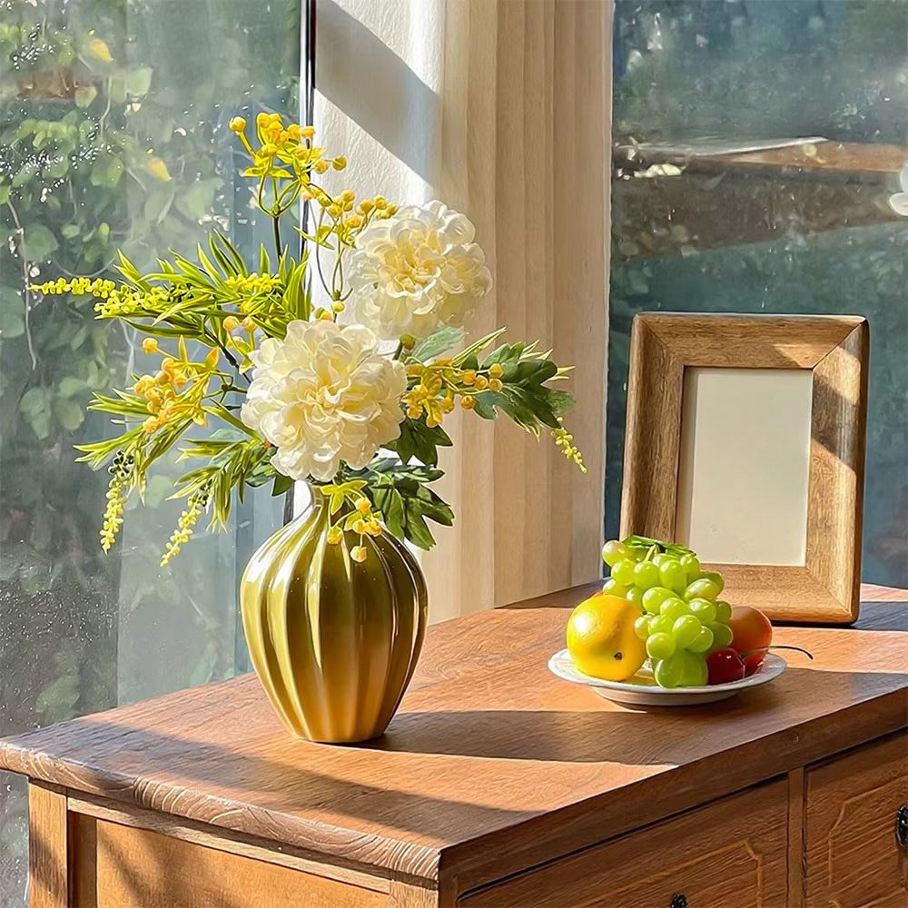 Luxe Cream Peony & Wattle Ensemble Faux Floral Arrangement