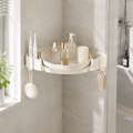 Wall-Mounted Pastel Bathroom Corner Storage Shelf