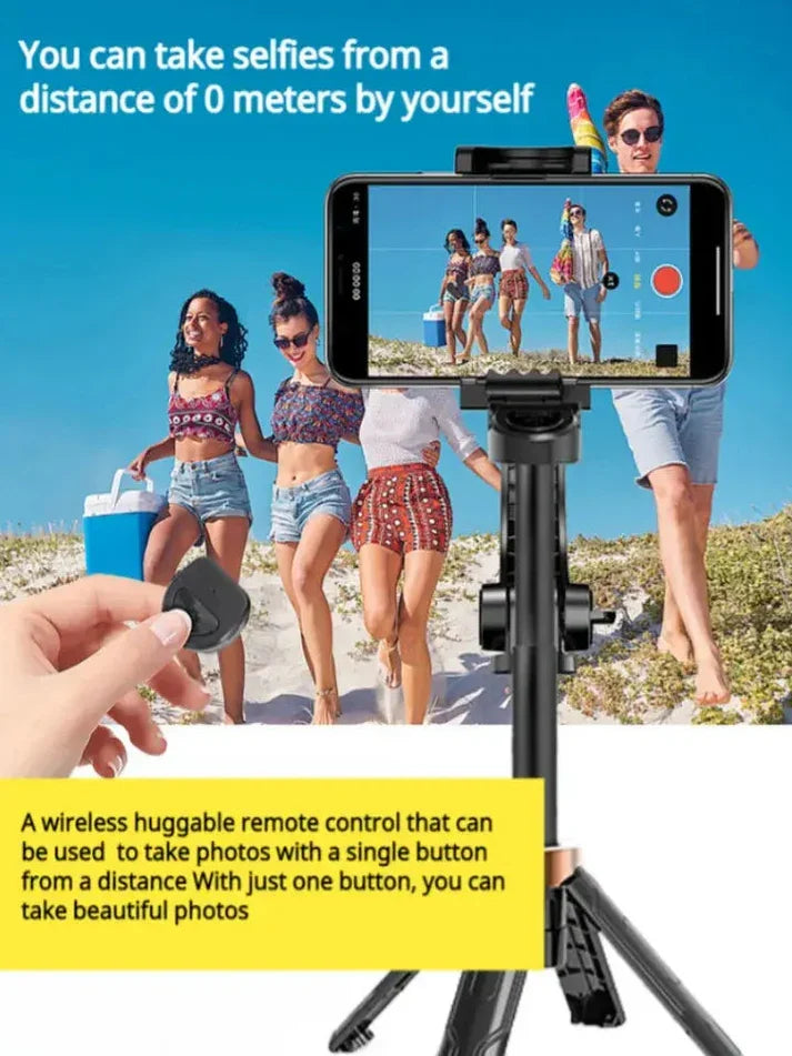 Mini Selfie Stick Foldable 3 in 1 Extendable Grip Phone Shooting Tripod Stand with BT Remote Control