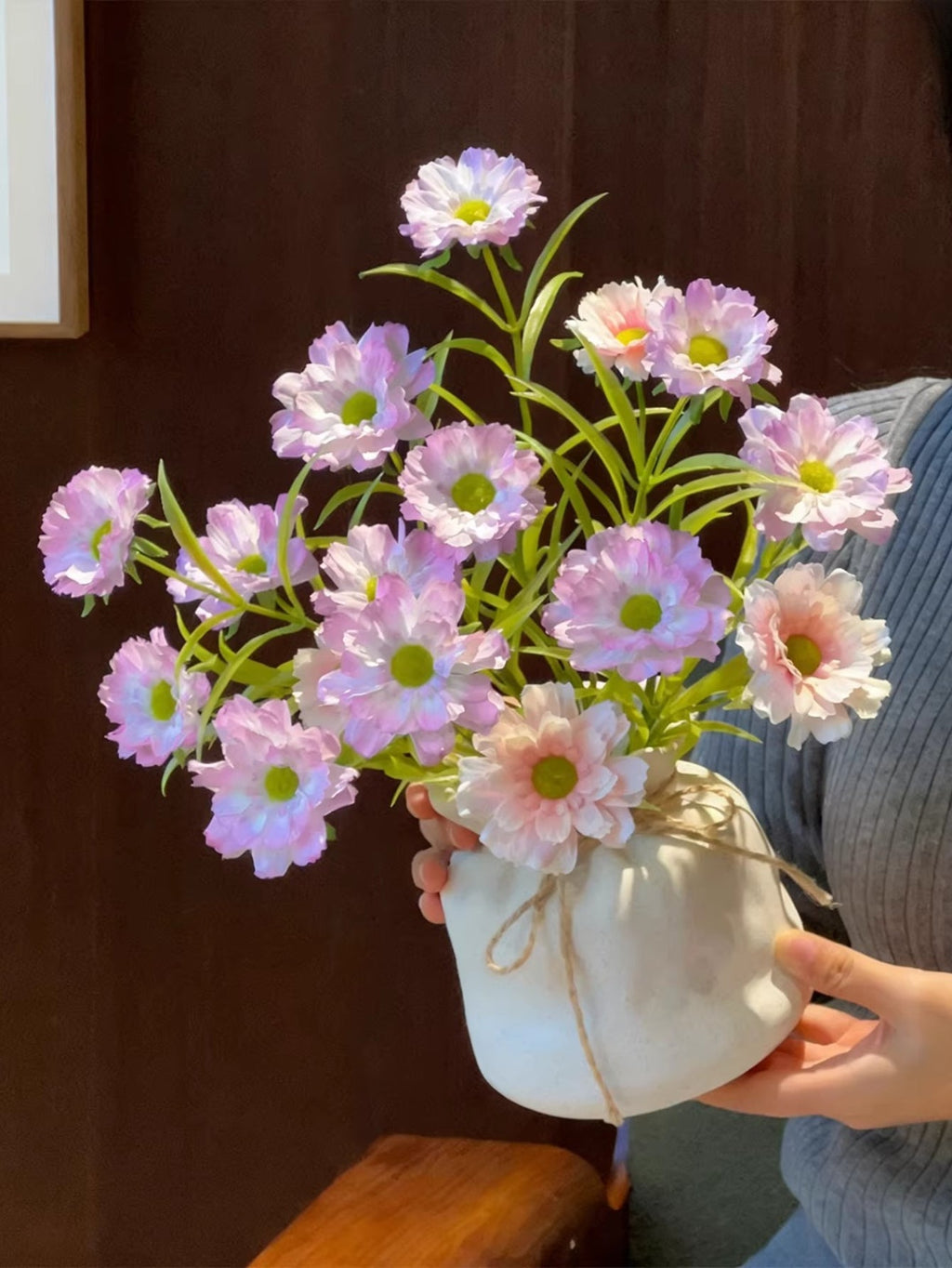 Creamy Lilac Daisy Breeze Faux Floral Arrangement
