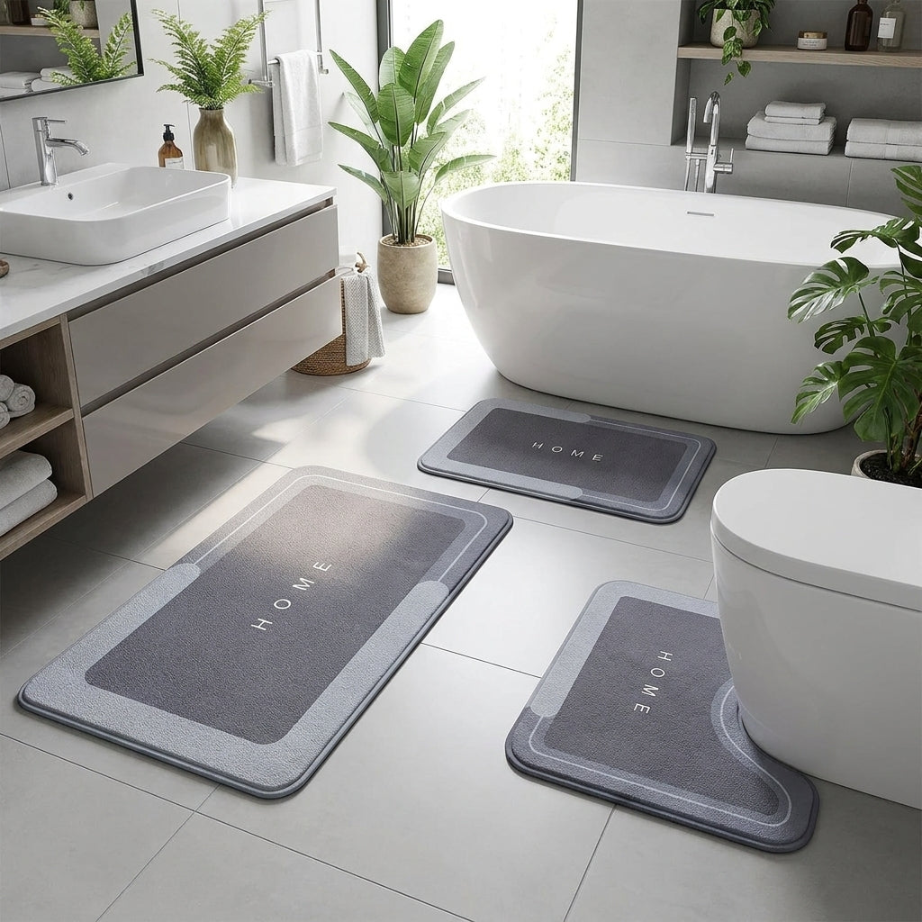 Bathroom Mat — Quick-Dry, Non-Slip, Plush, Absorbent, Machine Washable