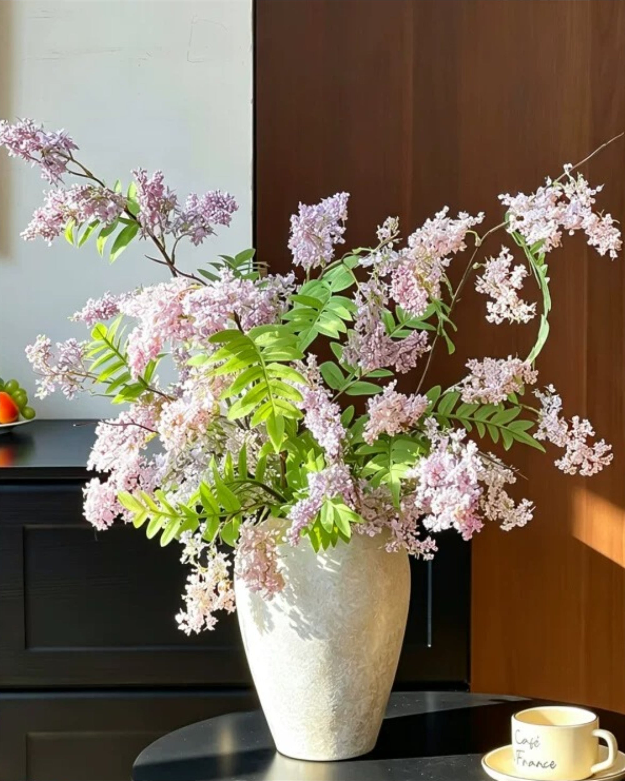 Dusty Lavender Lilac & Fern Faux Floral Arrangement