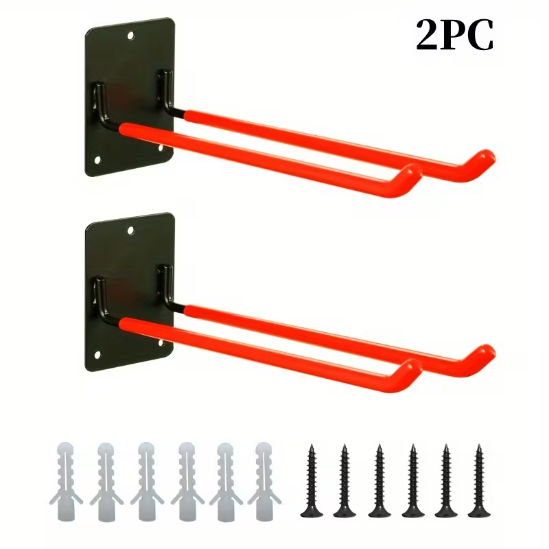 2 Pack Heavy Duty Garage Storage Hooks for Bikes & Garden Tools