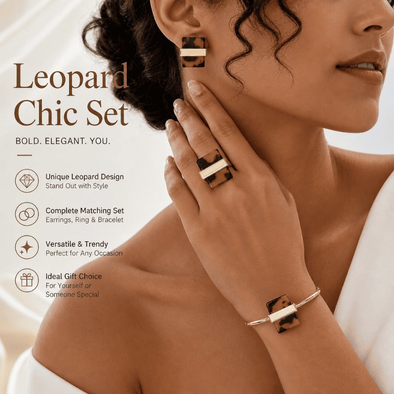Bold Leopard Gold Statement Set