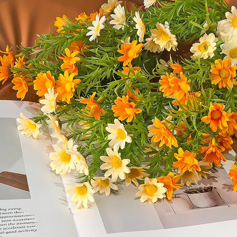 Minimalist Sunset Daisy Tabletop Faux Floral Arrangement