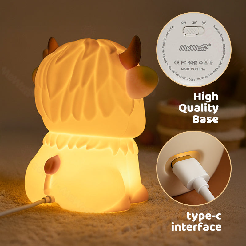 Maetiva® Highland Cow Silicone Squishy LED Night Light - Perfect Gift for Kids and Girls