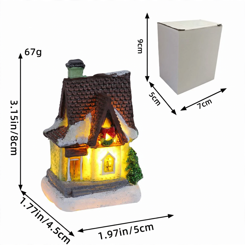 Illuminated Christmas house made of resin