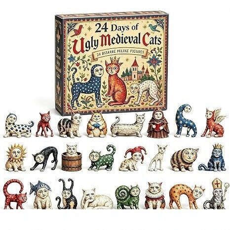 Retro Advent Calendar with Cat Figures, 24 Days