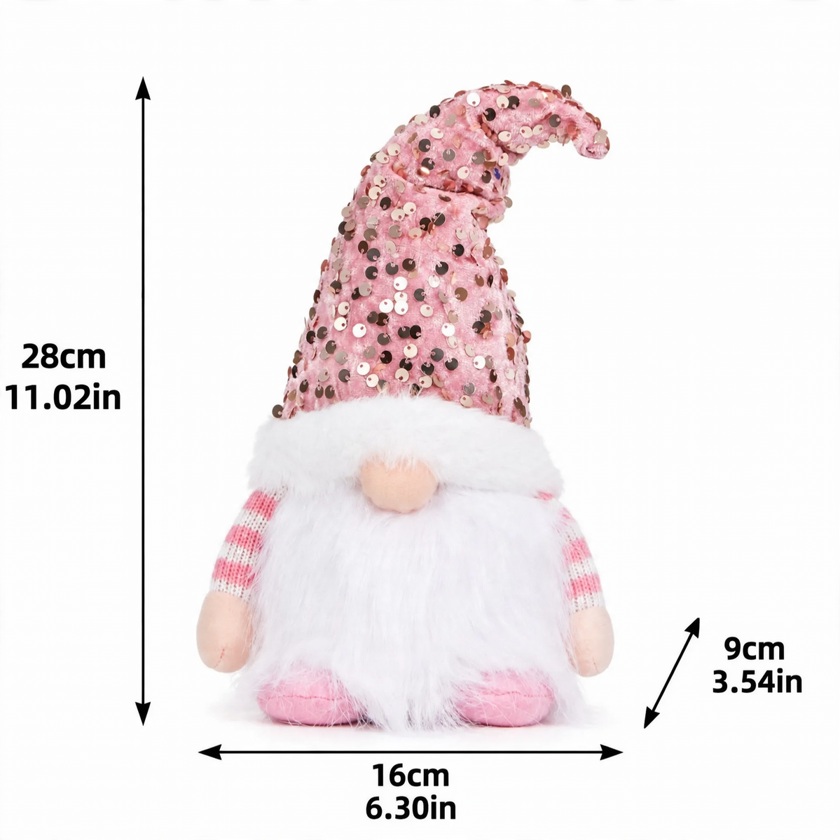 Lighted Christmas elf figure with sequin hat