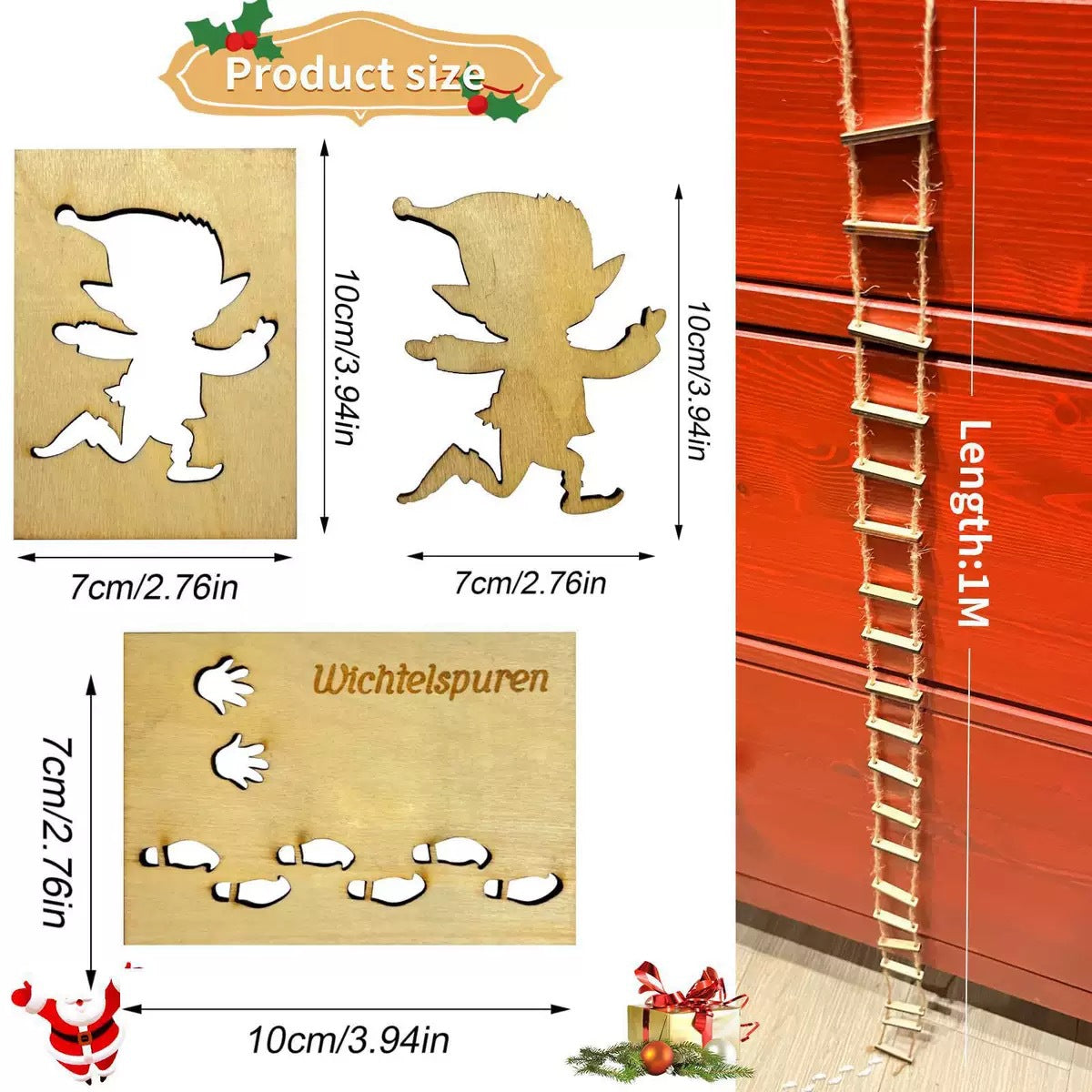 Decorative wooden gnome elements for Christmas decoration