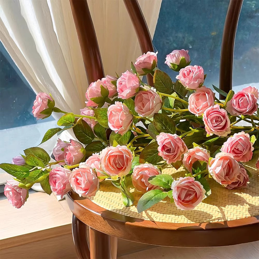 Blush Bubble Rose Cluster Faux Floral Arrangement