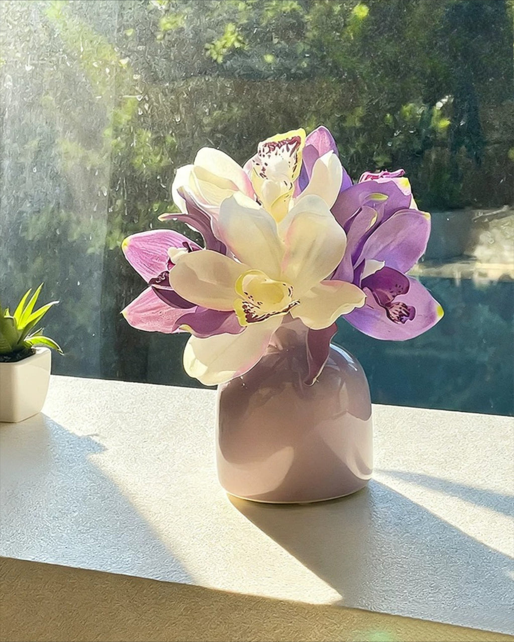 Lavender Cymbidium Faux Floral Arrangement