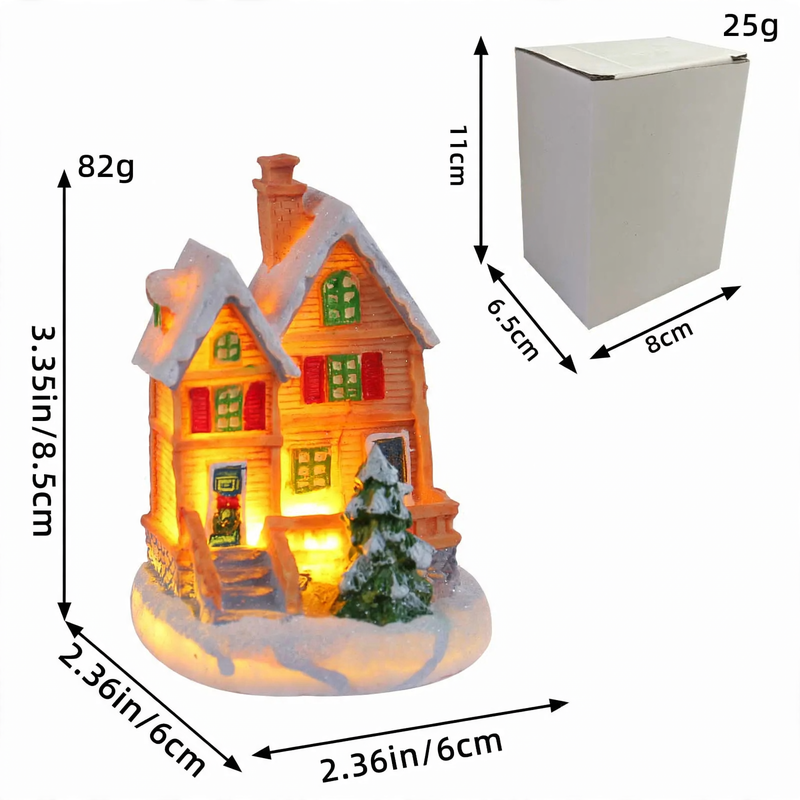 Illuminated Christmas house made of resin
