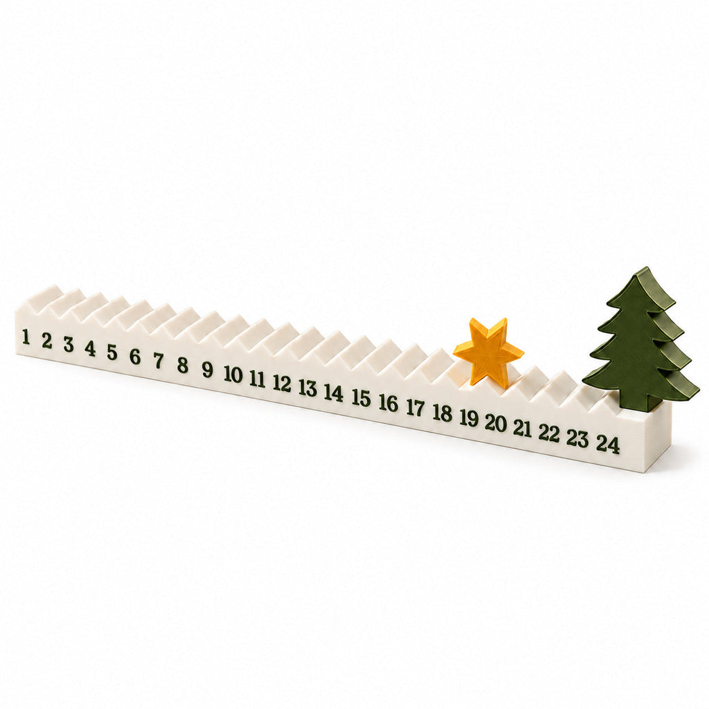 3D-printed Christmas tree advent calendar as table decor