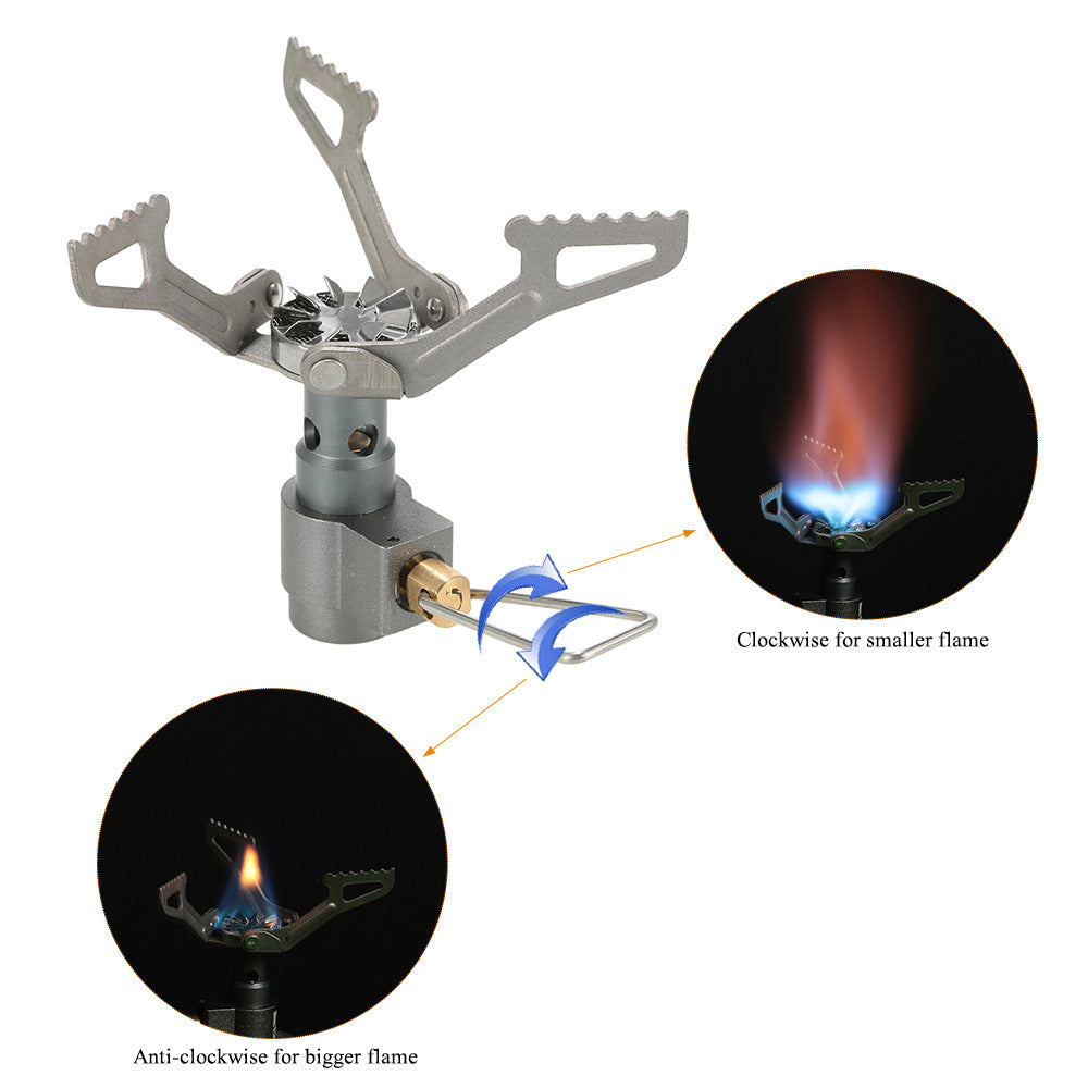 ultra-light titanium backpacking cook set with nesting pots, non-stick finish, foldable handles and compact micro gas burner 
Maetiva