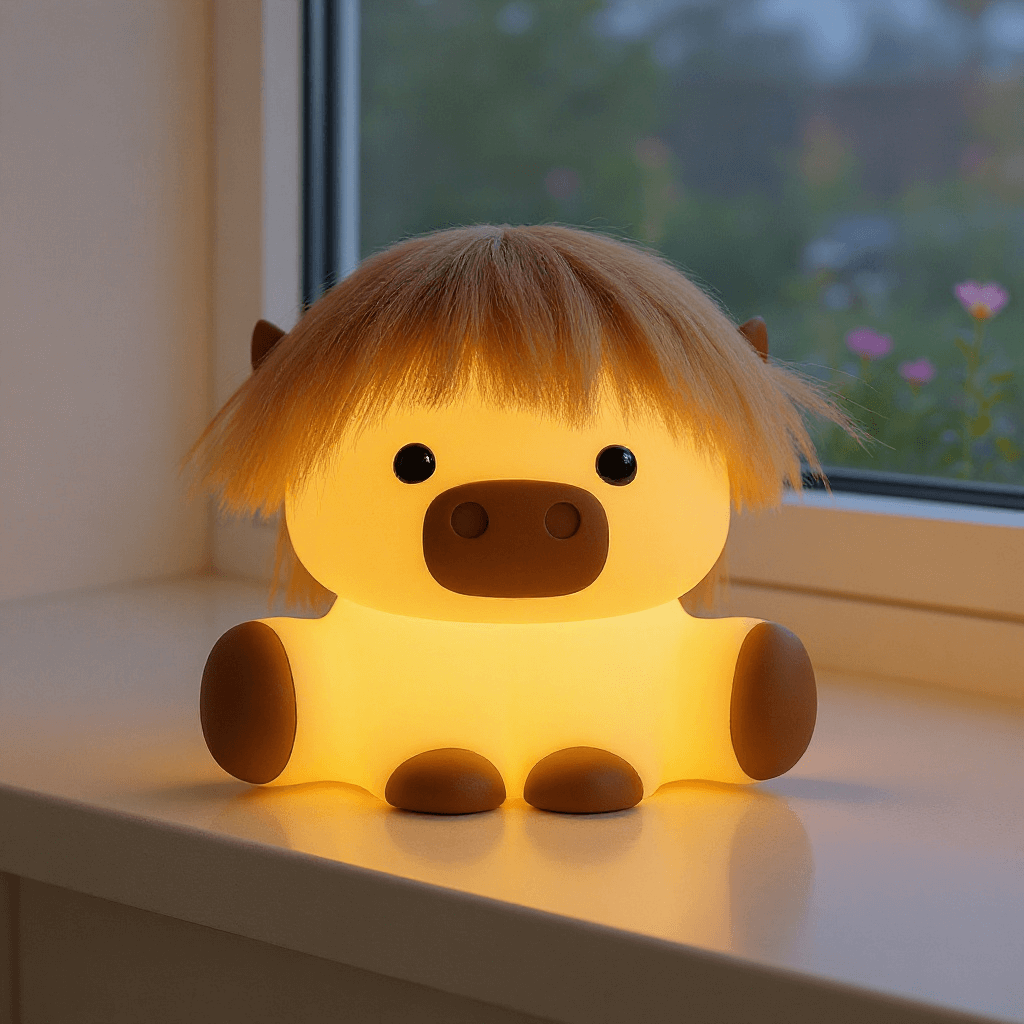 Maetiva® Highland Cow with Hair Silicone Squishy LED Night Light - Perfect Gift for Kids and Girls