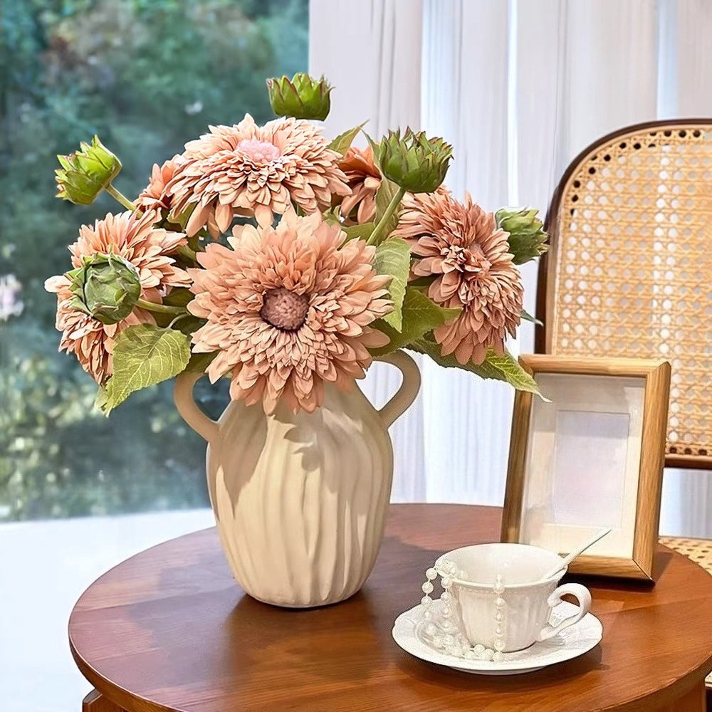 Vintage Fluffy Sunflower Faux Floral Arrangement