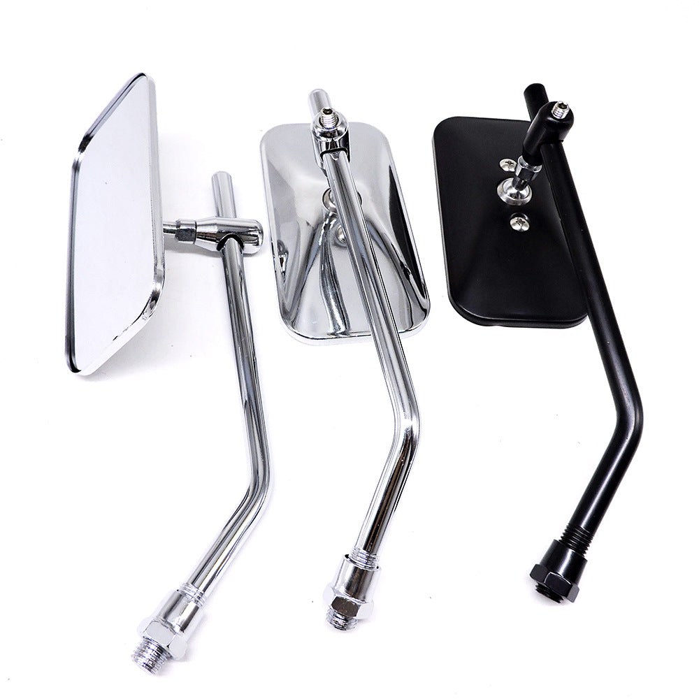 adjustable chrome motorcycle handlebar rearview mirrors with universal clamp mounts 
Maetiva