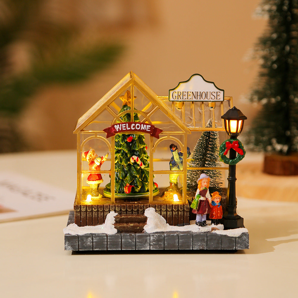 Illuminated Music Christmas House made of Resin
