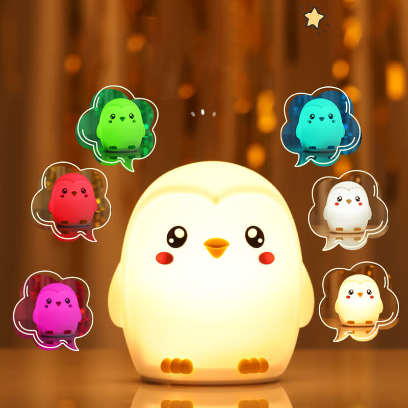 Maetiva® Squishy Silicone Colorful Penguins LED Night Light - Perfect Gift for Kids and Girls