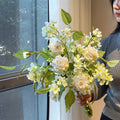 Nordic White Rose & Blossom Breeze Faux Floral Arrangement