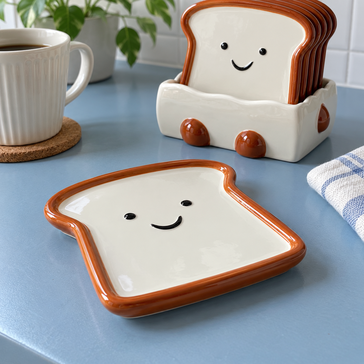 Morning Slice Toast Shaped Snack Plates