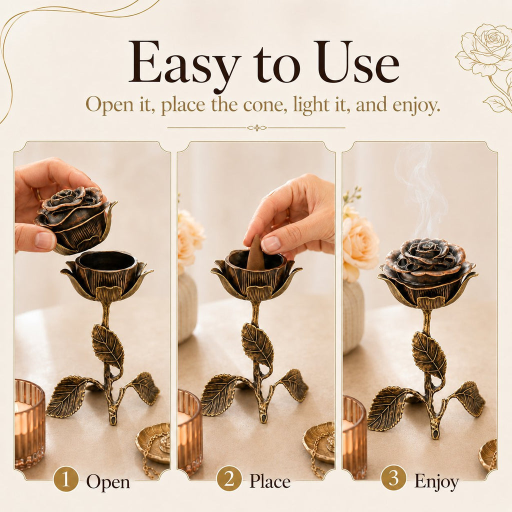 Vintage Rose Incense Burner – A Thoughtful Gift for Meditation & Relaxation Lovers