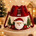 Christmas Crochet Bucket Crossbody Bag – Festive Holiday Handbag