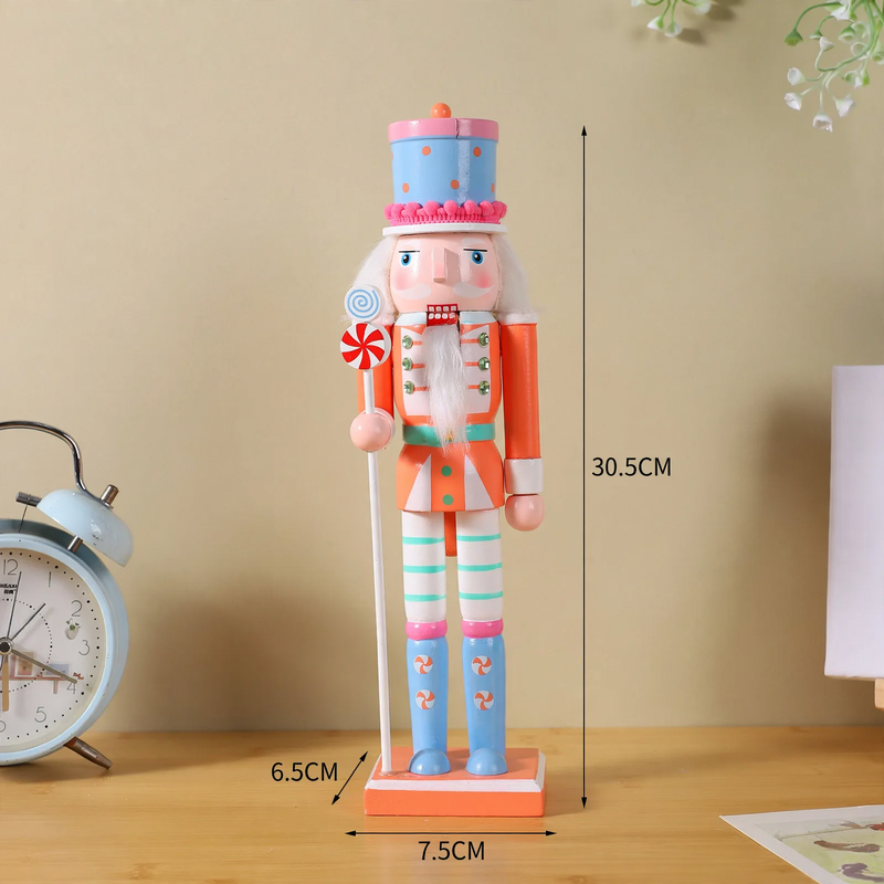 Decorative wooden nutcracker figure with rabbit ears