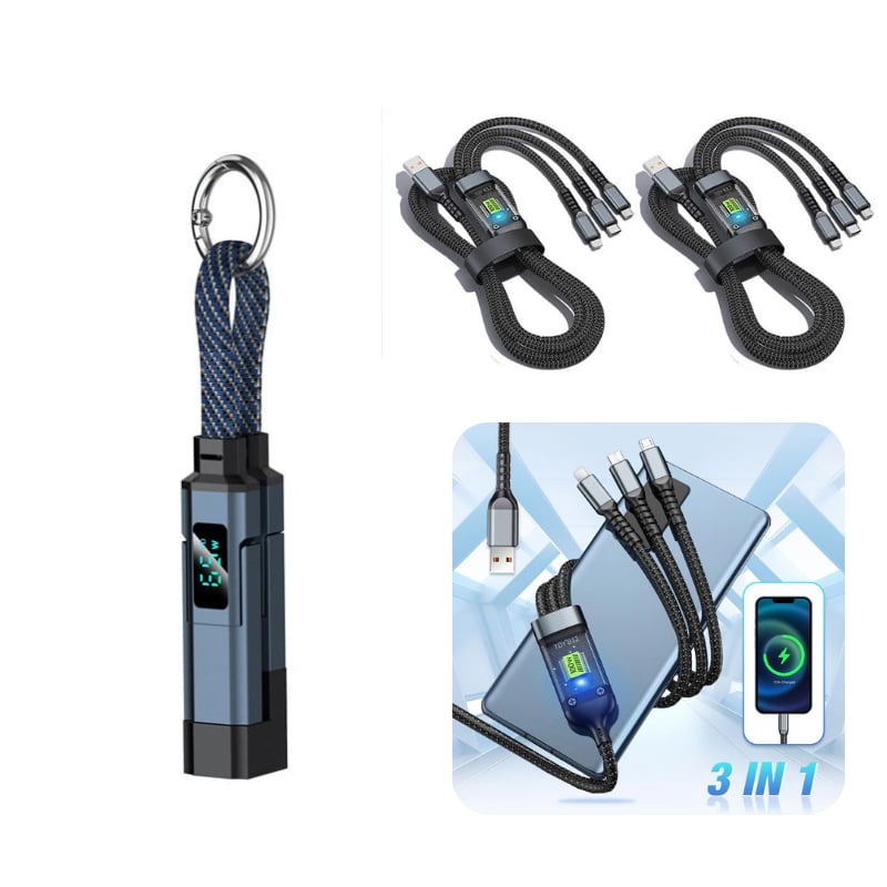 4-in-1 Digital Display Keychain Charging Cable