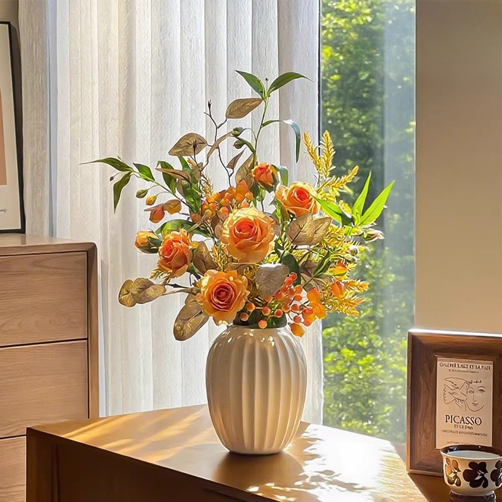 Ethereal Harvest Rose Ensemble Faux Floral Arrangement