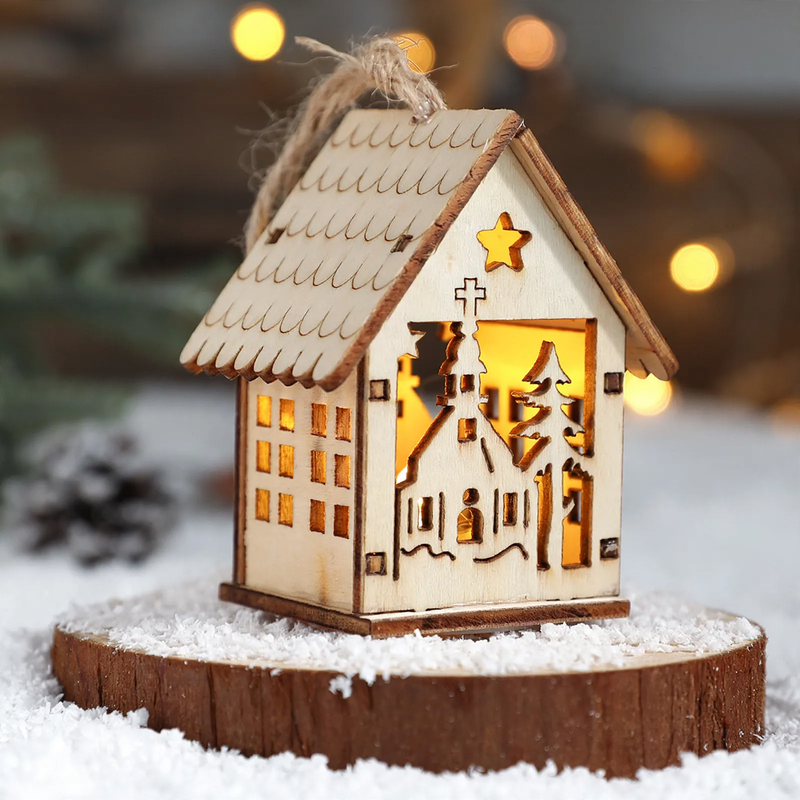 Decorative LED wooden cabin for Christmas atmosphere