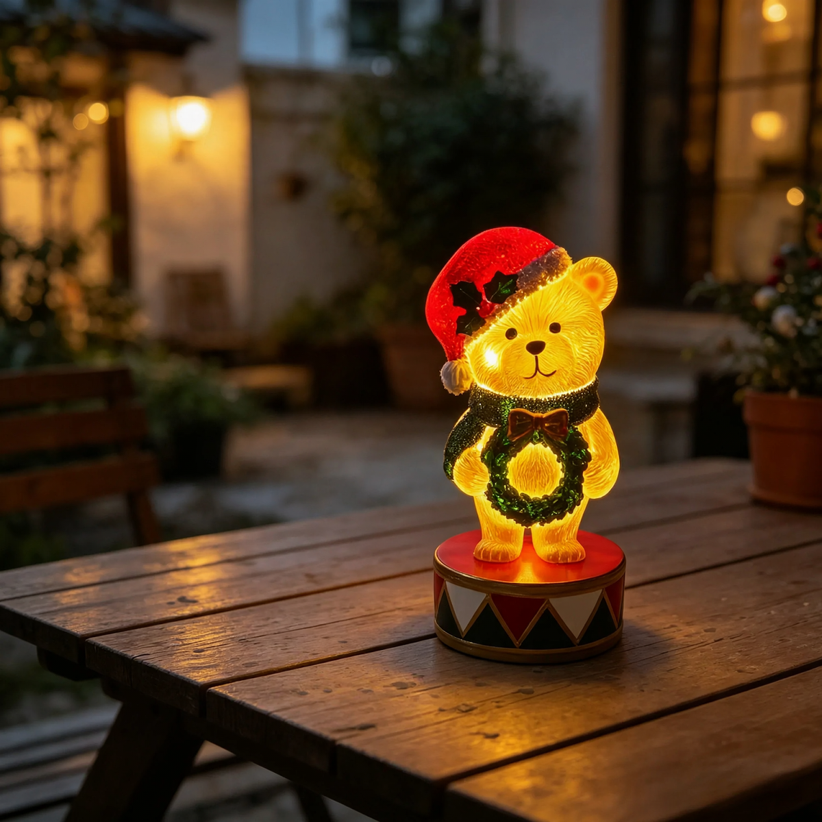 Decorative bear figure in nutcracker style with lighting