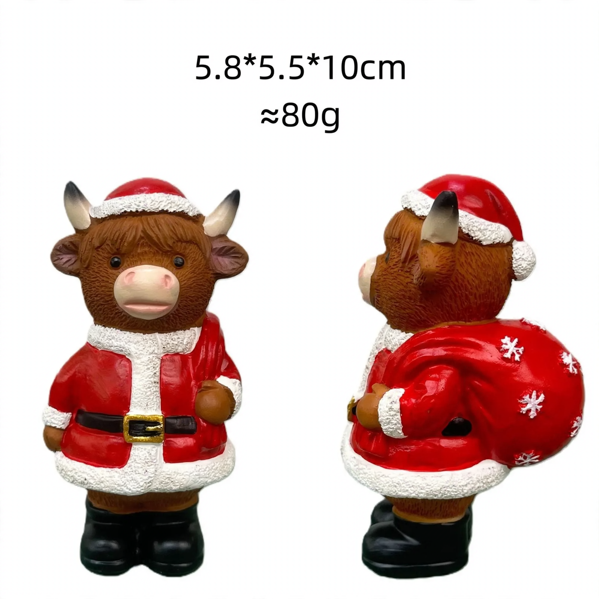 Decorative nutcracker and highland cattle figures made of resin