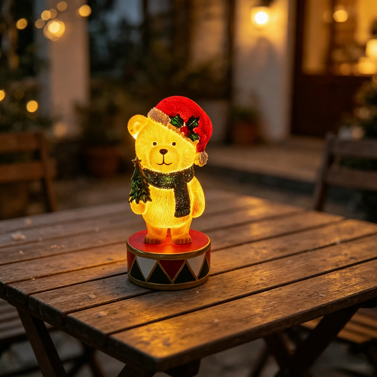 Decorative bear figure in nutcracker style with lighting