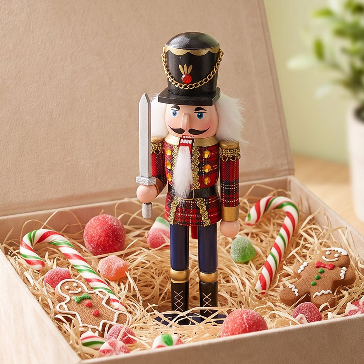 Painted nutcracker soldier made of wood, 25 cm, as a decorative figure