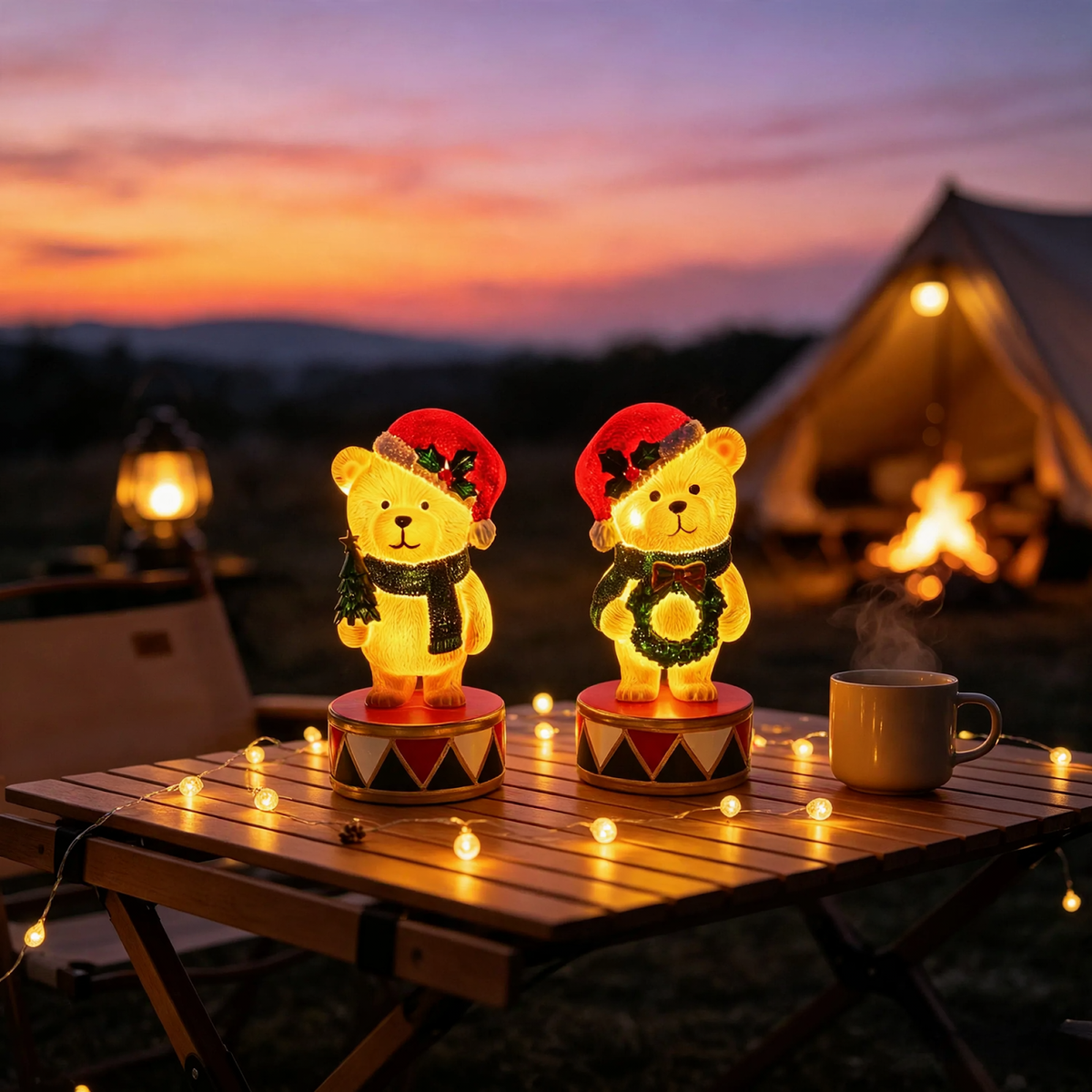 Decorative bear figure in nutcracker style with lighting
