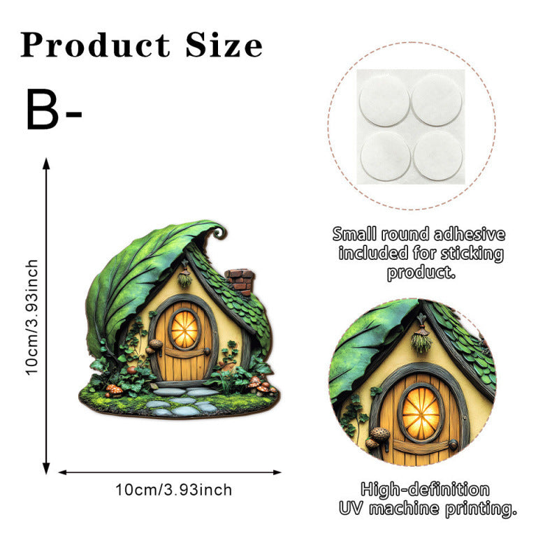 Decorative 2D Elf Door made of Pine Wood for Garden and House