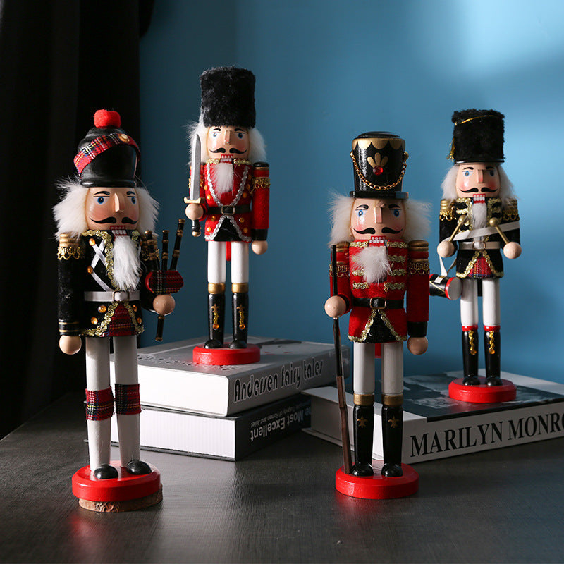 Decorative nutcracker figure made of wood for living spaces