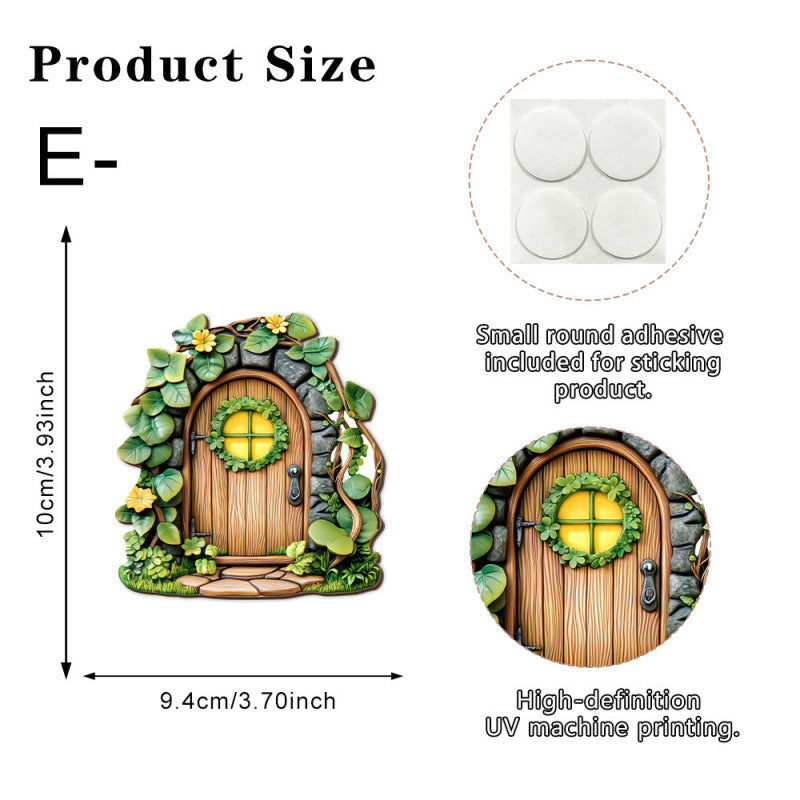 Decorative 2D Elf Door made of Pine Wood for Garden and House