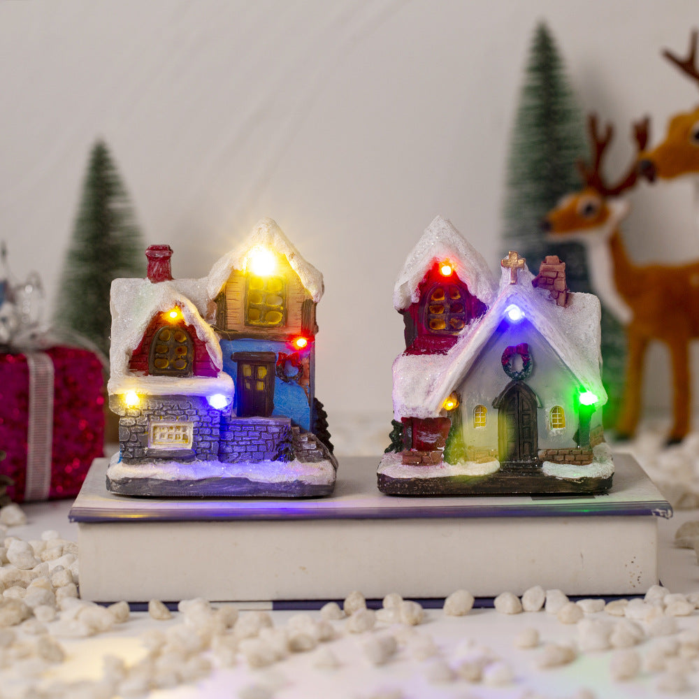 Illuminated Christmas cottage with LED light