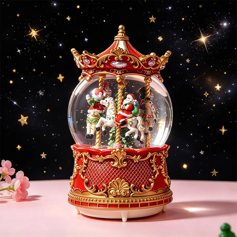 Christmas snow globe with music, light, and snowfall