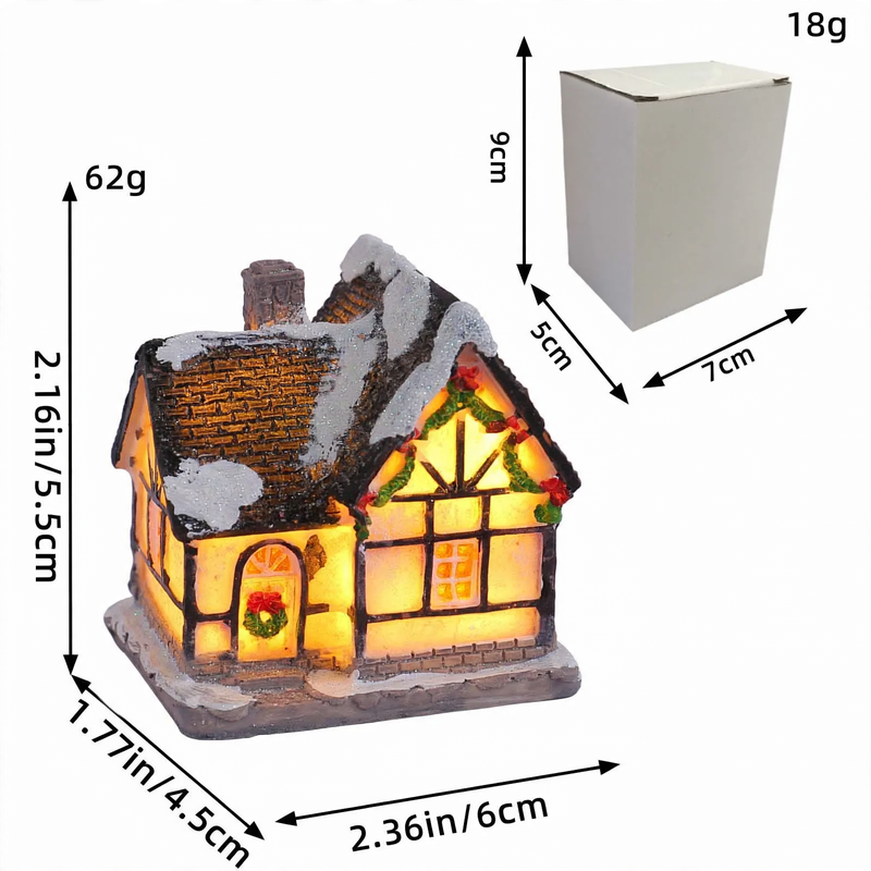 Illuminated Christmas house made of resin