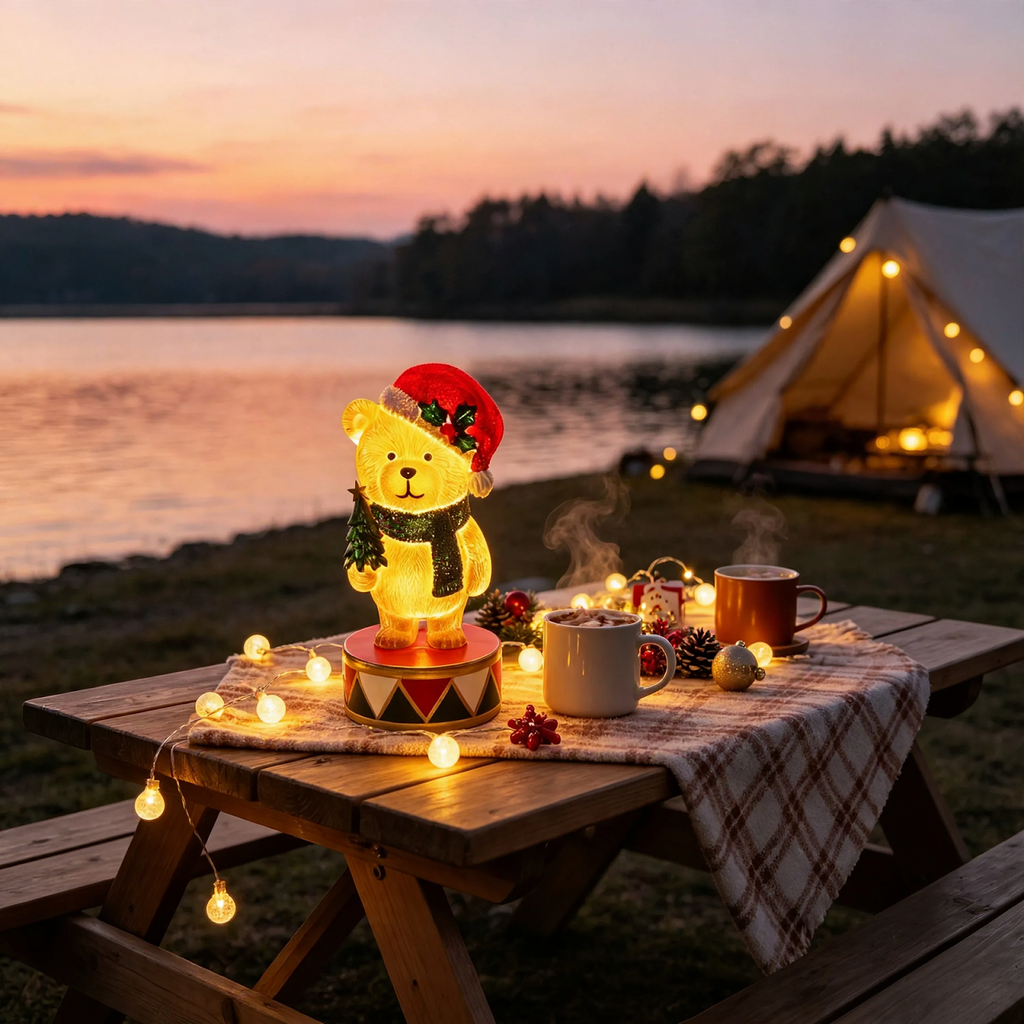 Decorative bear figure in nutcracker style with lighting