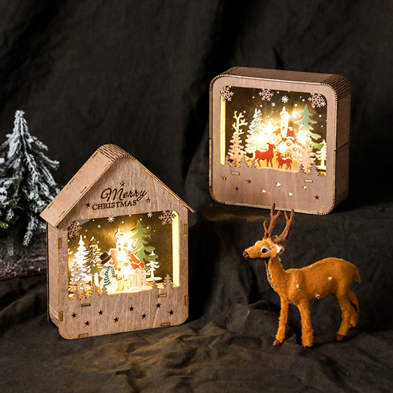 Illuminated wooden house, LED Christmas decoration