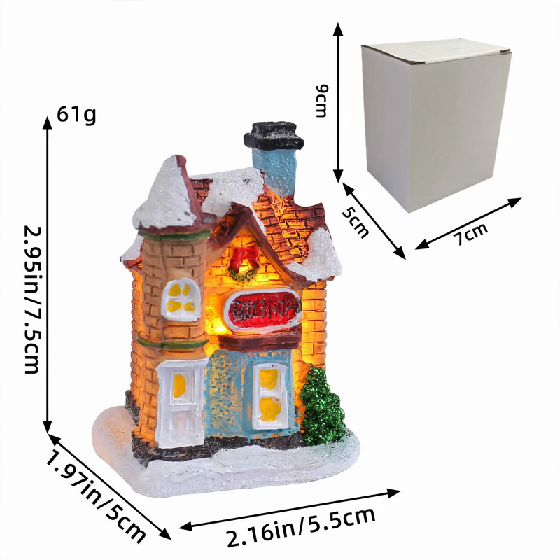 Illuminated Christmas house made of resin