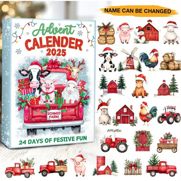 Advent calendar with acrylic decoration in minimalist style